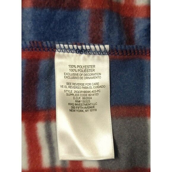 Quiksilver Boy's L (14/16) Fleece Shirt Jacket Shacket Pockets Snap Blue Plaid - Picture 4 of 12